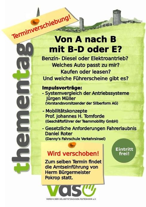 Plakat VdS-Thementag - Terminverschiebung Plakat VdS-Thementag - Terminverschiebung