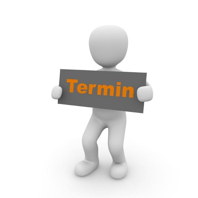 Männchen mit Schild Termin Männchen mit Schild Termin