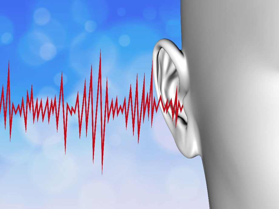 Clipart starke Schallwellen, die das menschliche Ohr erreichen
