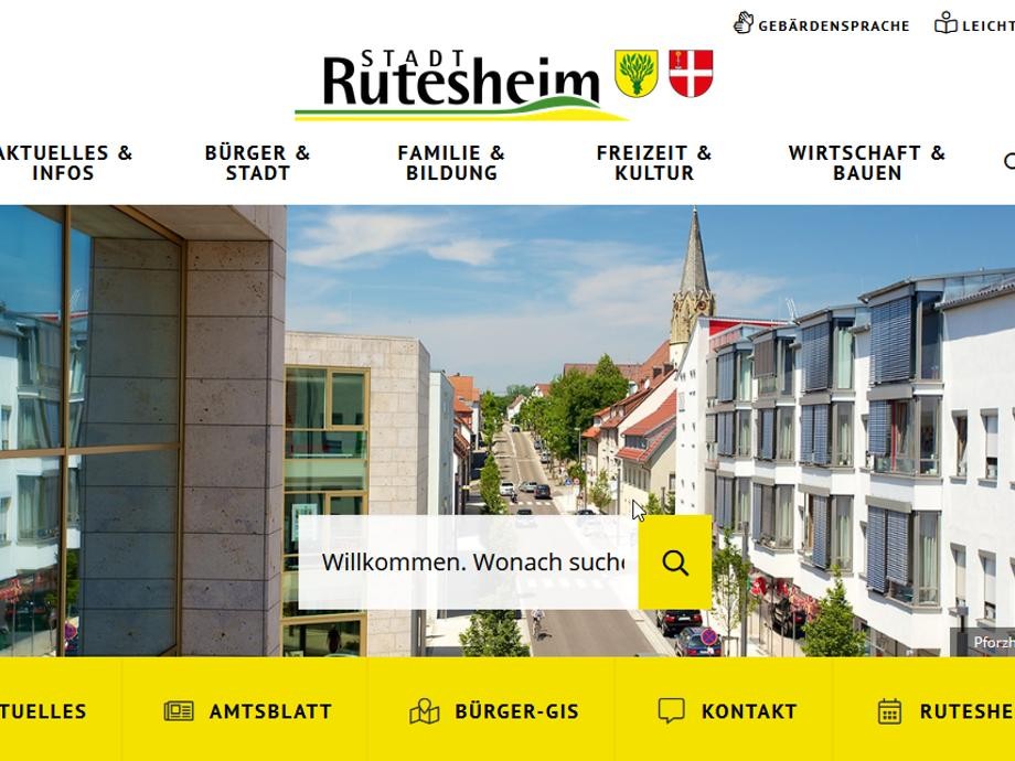 Auszug Startseite Homepage Stadt Rutesheim Auszug der Startseite der Homepage der Stadt Rutesheim.