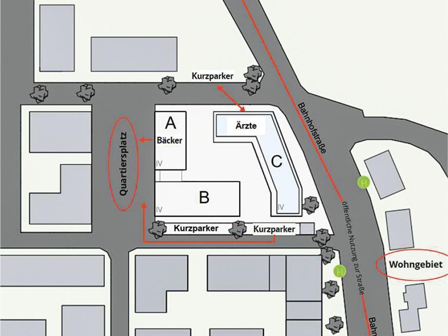 Bosch-Areal Planausschnitt des Bosch-Areals mit Straßen und Gebäuden.