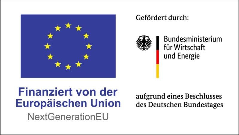 Hier ist das Logo des Bundesministeriums für Wirtschaft und Energie und das Logo der Europäischen Union NextGeneration EU zu sehen. 